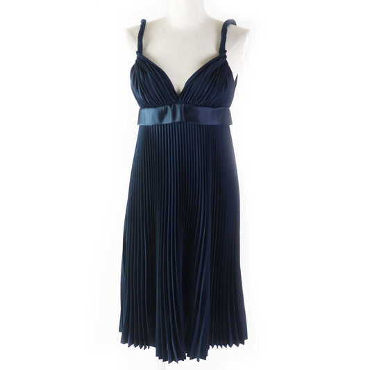 Burberry Pleated Cami One Piece Dress Navy 38
