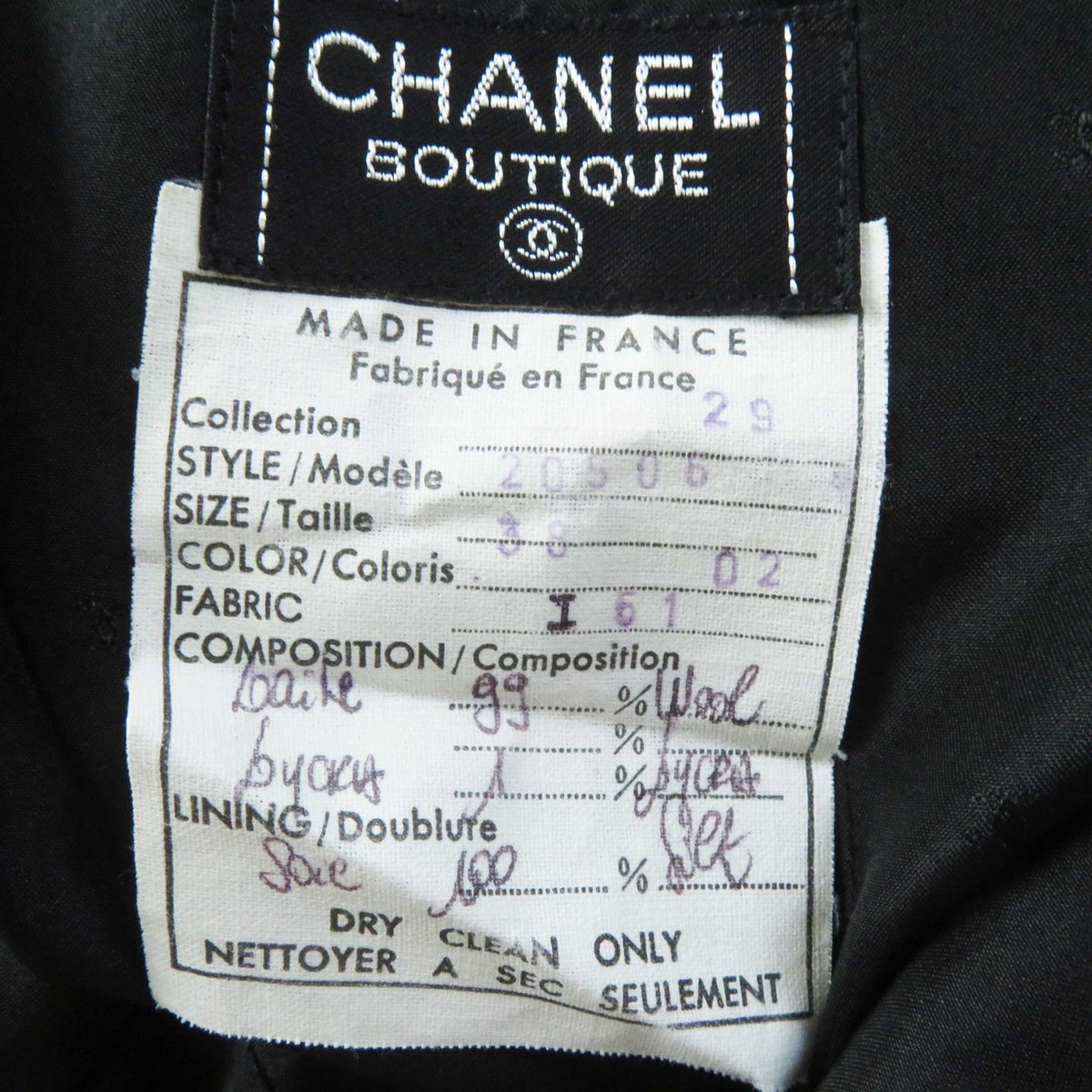 CHANEL setup 20506 wool black 38