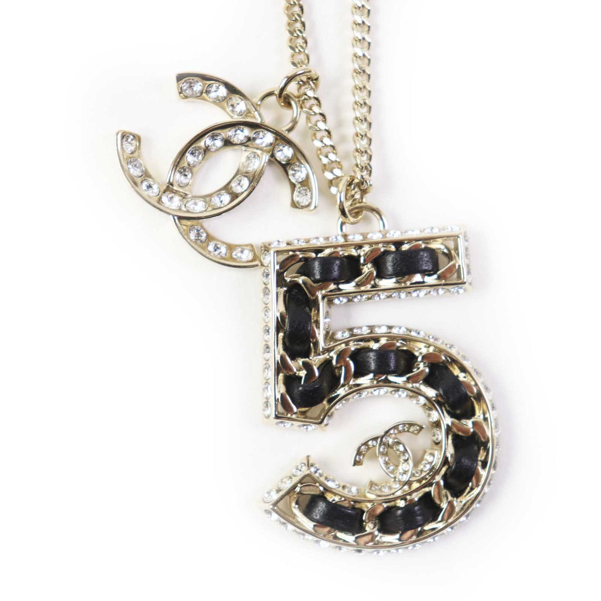 CHANEL Necklace B23P Gold Plated Gold black
