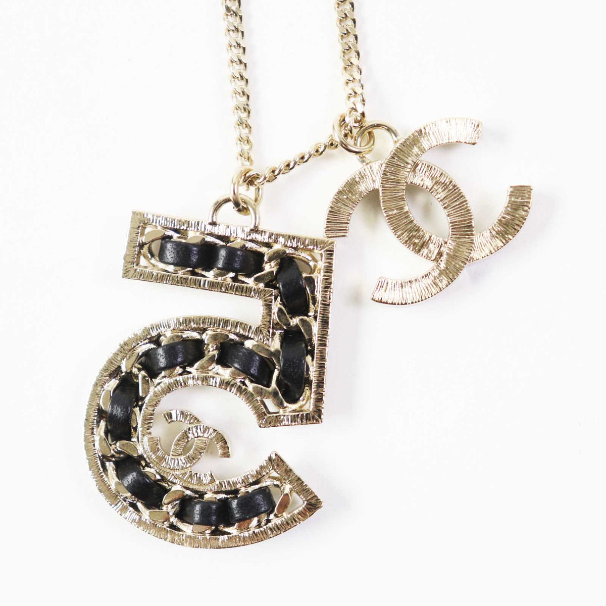 CHANEL Necklace B23P Gold Plated Gold black