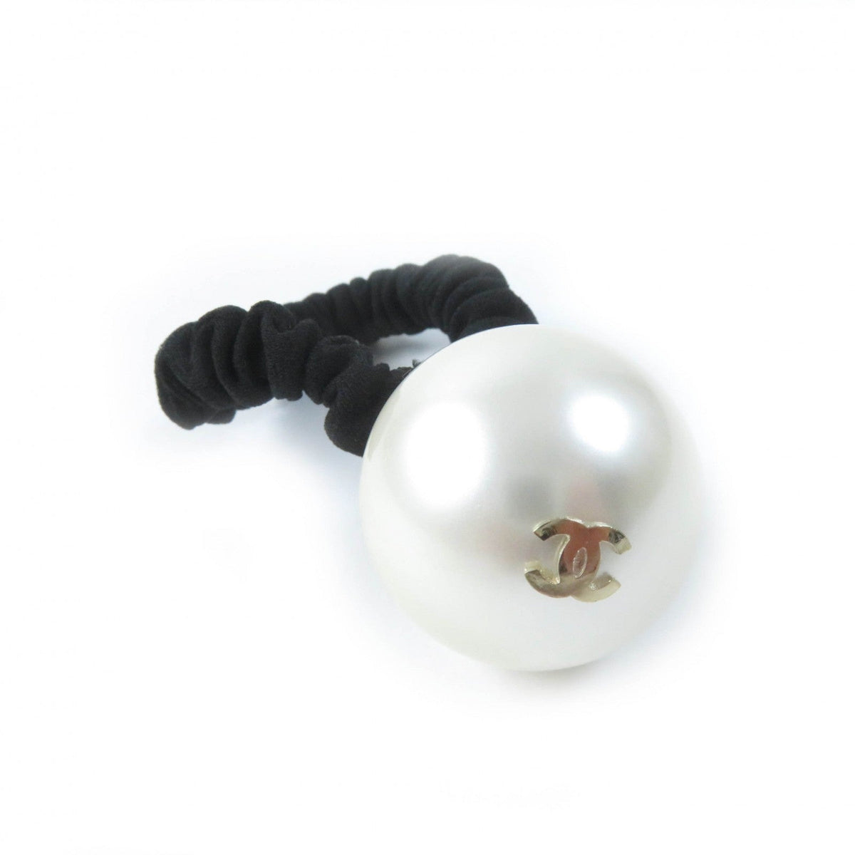 CHANEL hair accessory F20V Rubber White black COCO Mark Hair elastic