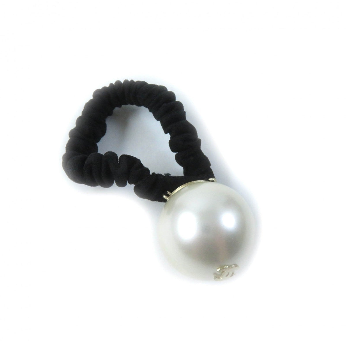 CHANEL hair accessory F20V Rubber White black COCO Mark Hair elastic
