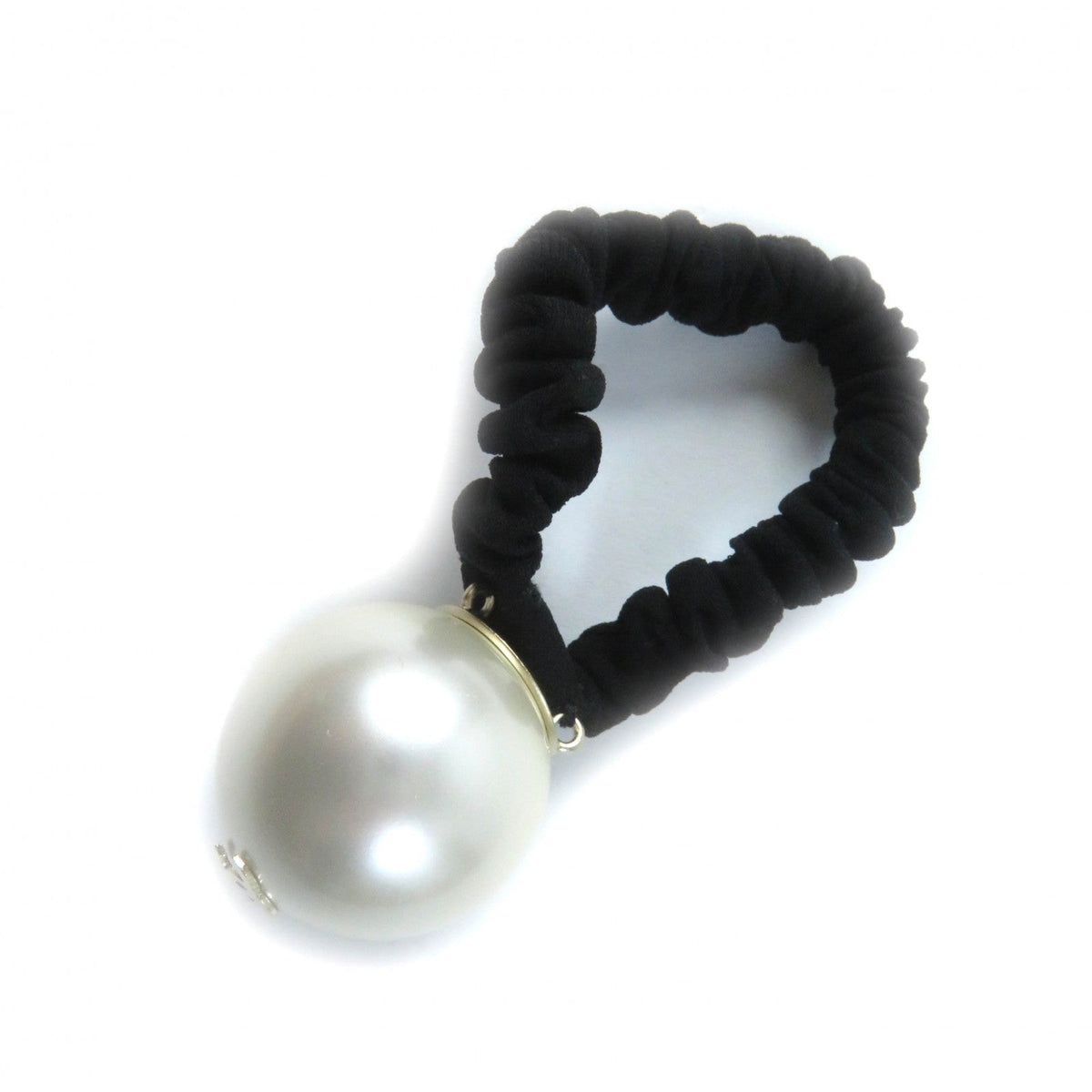 CHANEL hair accessory F20V Rubber White black COCO Mark Hair elastic