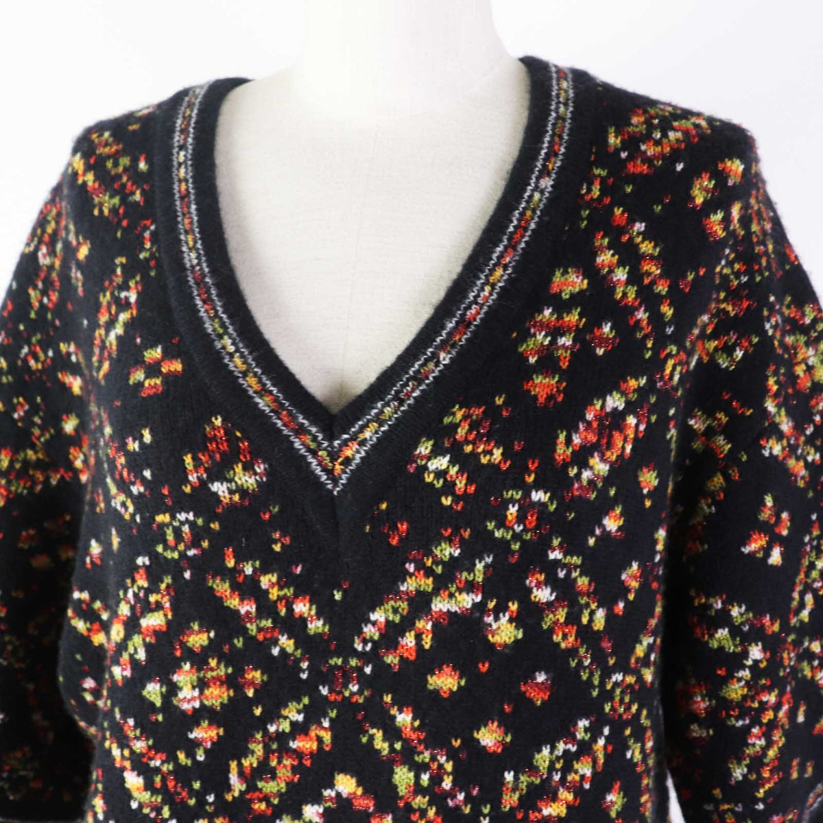 CHANEL one piece 23A P75387 wool Black multicolor 34