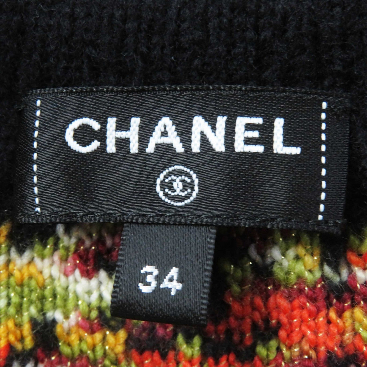 CHANEL one piece 23A P75387 wool Black multicolor 34
