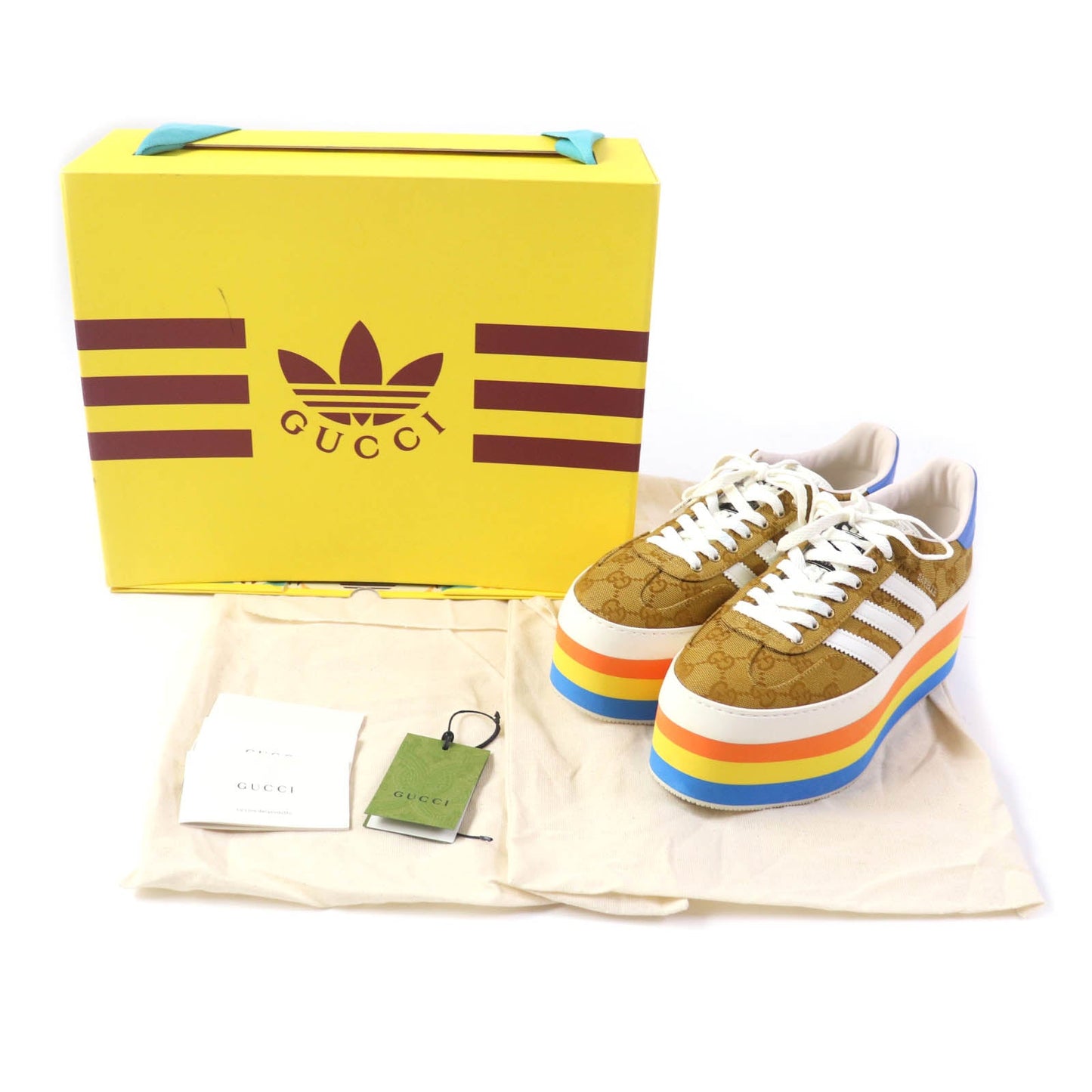 GUCCI sneakers 707873 GG canvas, leather multicolor Gazelle Women 24.5 Secondhand