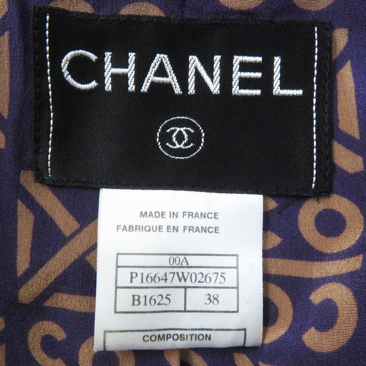 CHANEL setup 00A P16647W02675 Cashmere Leather Dark Brown Purple Beige Top and bottom set 38