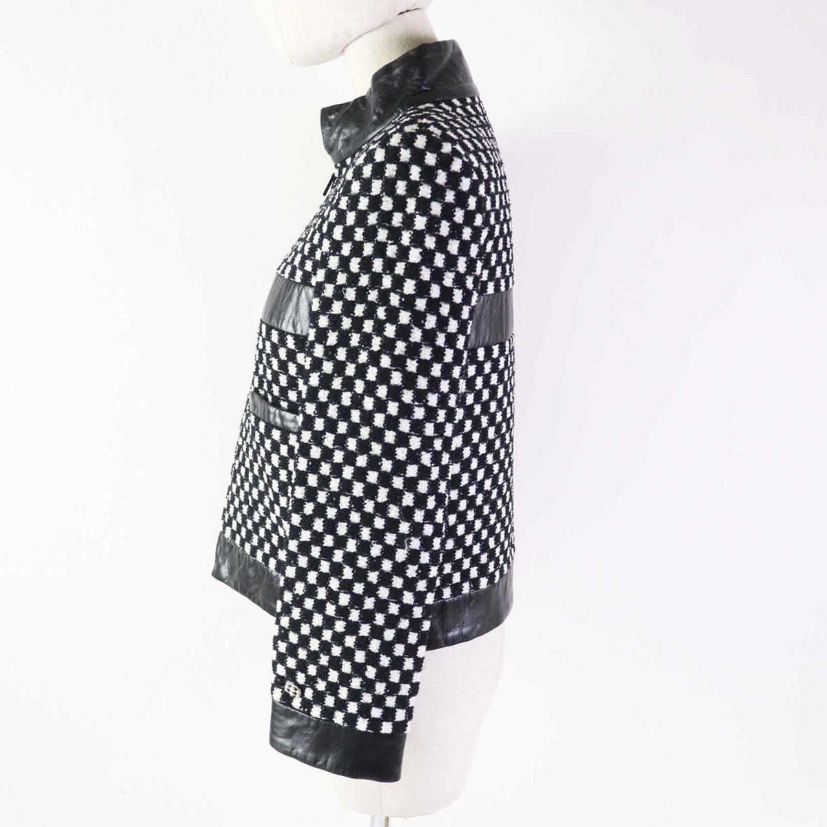 CHANEL Other outerwear P57185 Nylon Black White Tweed jacket 34