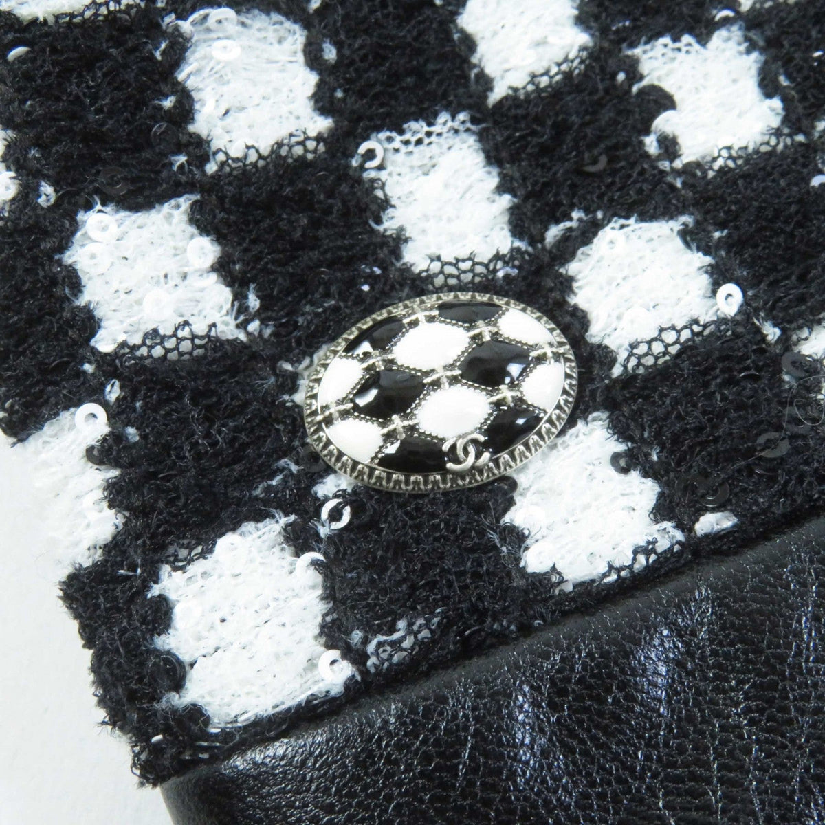 CHANEL Other outerwear P57185 Nylon Black White Tweed jacket 34
