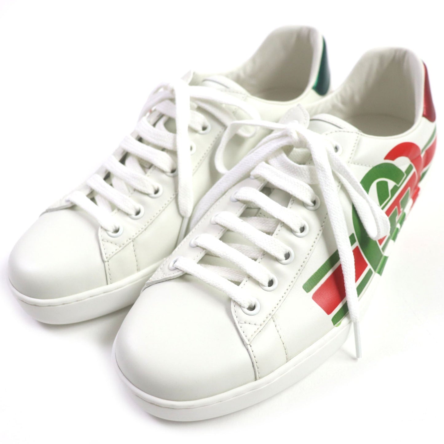 GUCCI Low cut sneakers 576136 leather White Green Red Ace Interlocking G mens 7 Secondhand