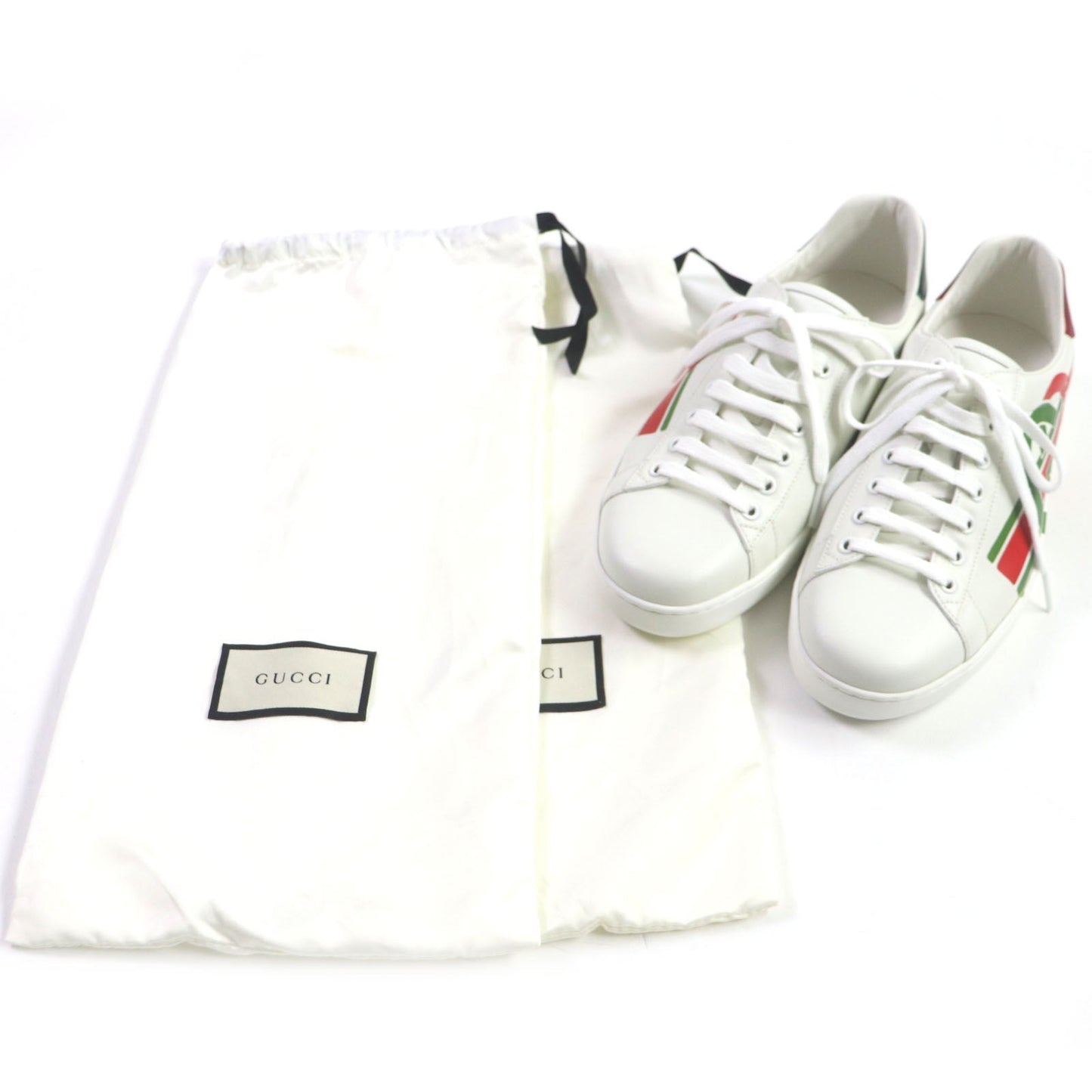 GUCCI Low cut sneakers 576136 leather White Green Red Ace Interlocking G mens 7 Secondhand
