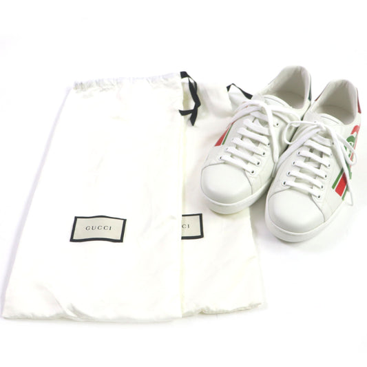 GUCCI Low cut sneakers 576136 leather White Green Red Ace Interlocking G mens 7 Secondhand
