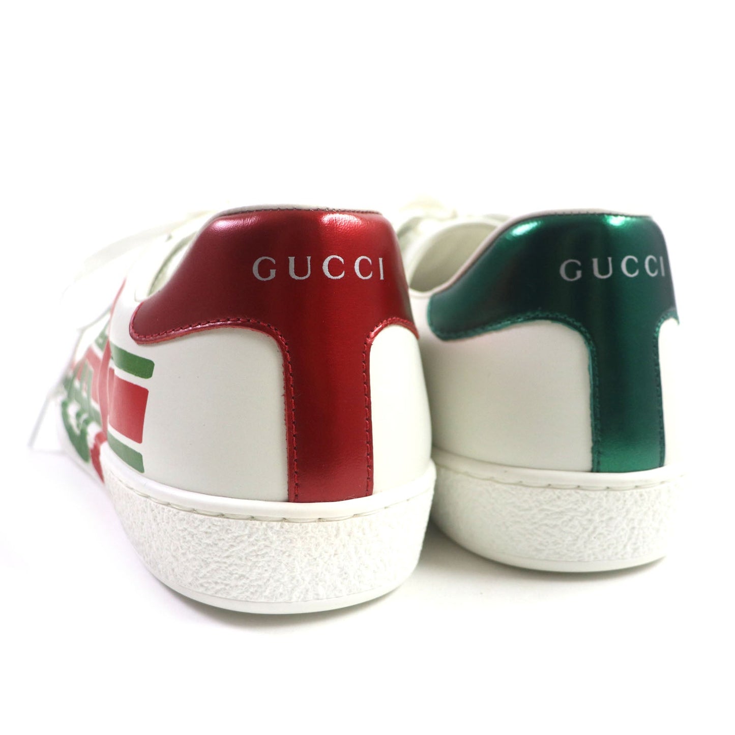 GUCCI Low cut sneakers 576136 leather White Green Red Ace Interlocking G mens 7 Secondhand