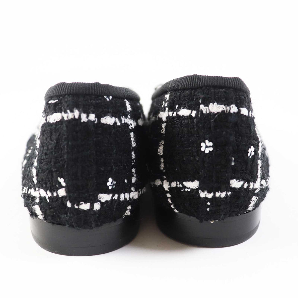 CHANEL pumps G02819 tweed Black White 36