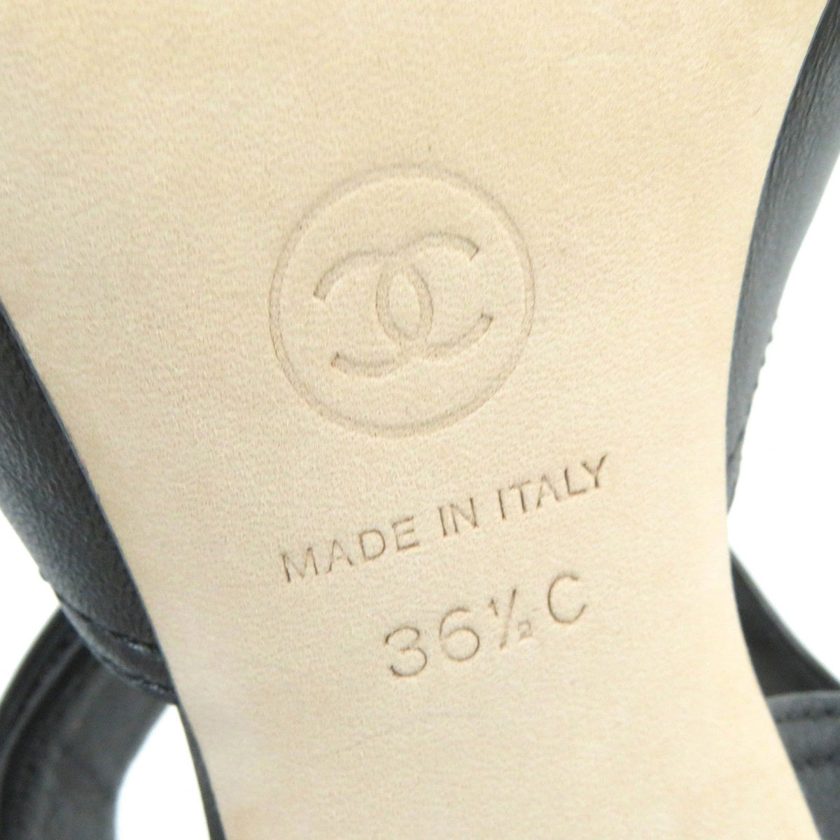 CHANEL Sandals G37387 leather black 36 1/2 C