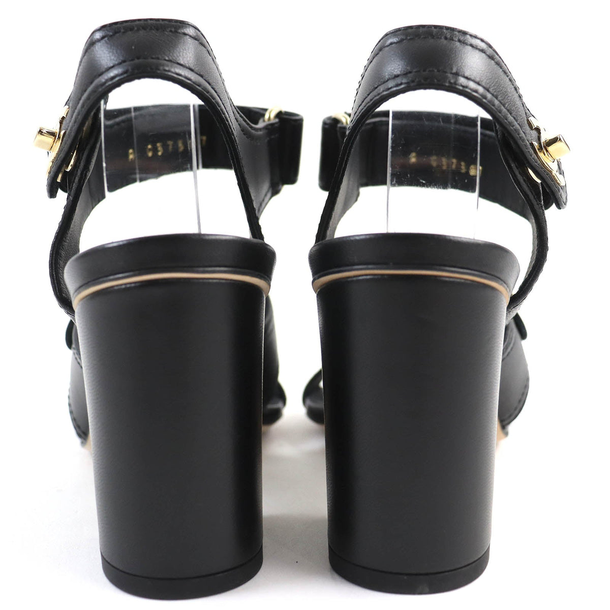 CHANEL Sandals G37387 leather black 36 1/2 C