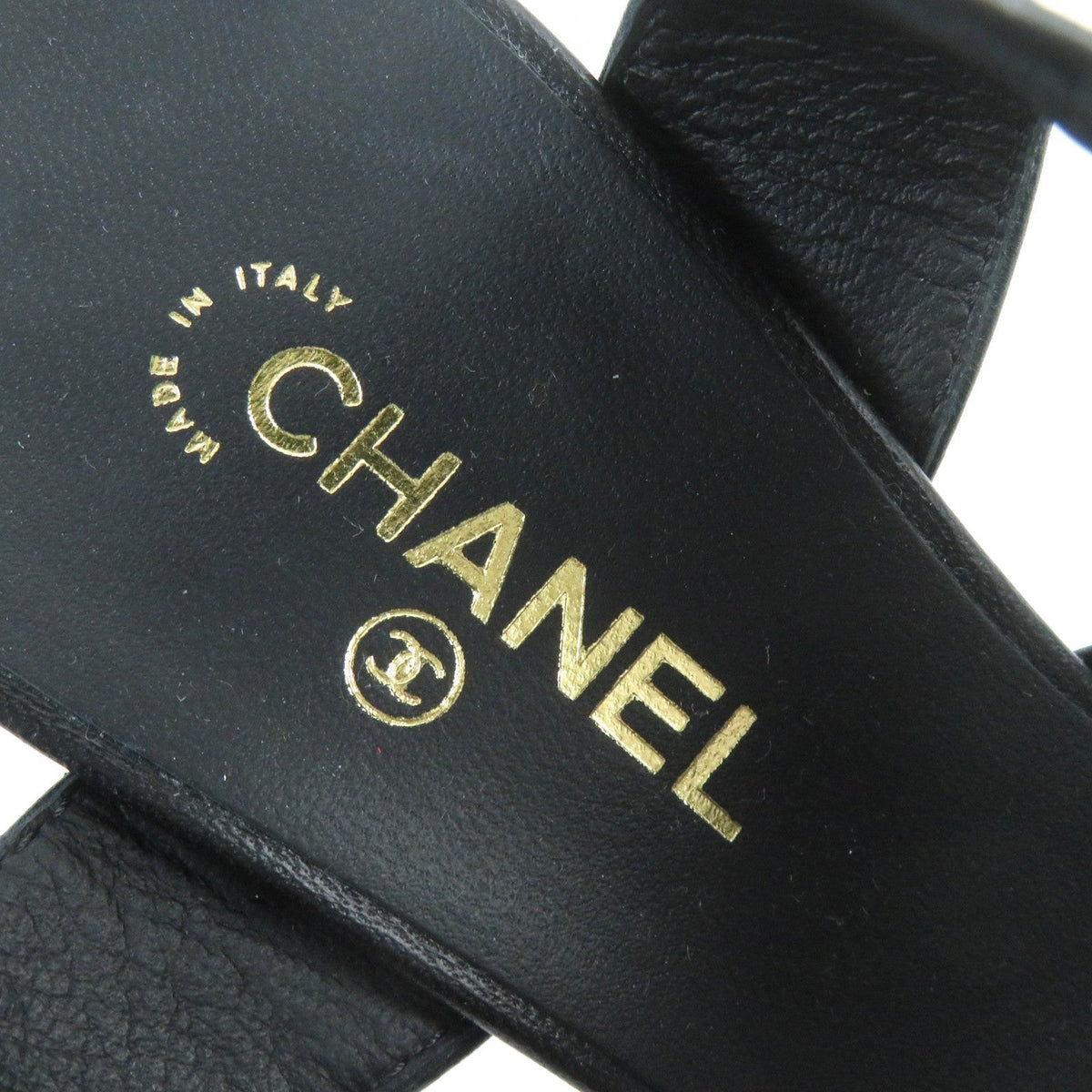 CHANEL Sandals G37387 leather black 36 1/2 C