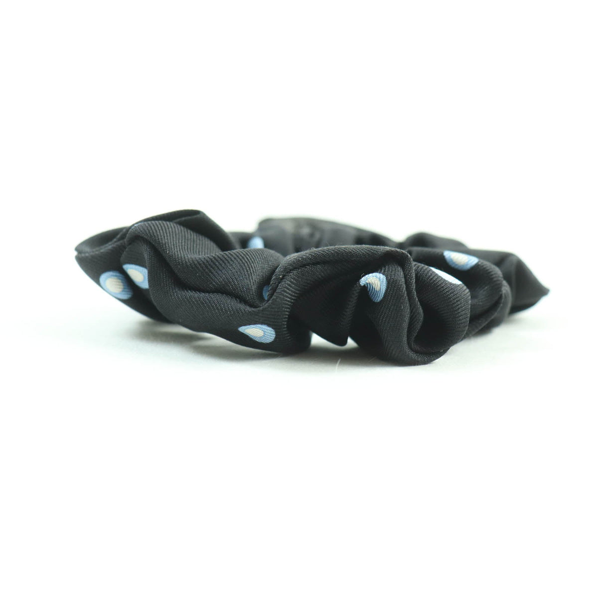 CHANEL hair accessory silk Black light blue