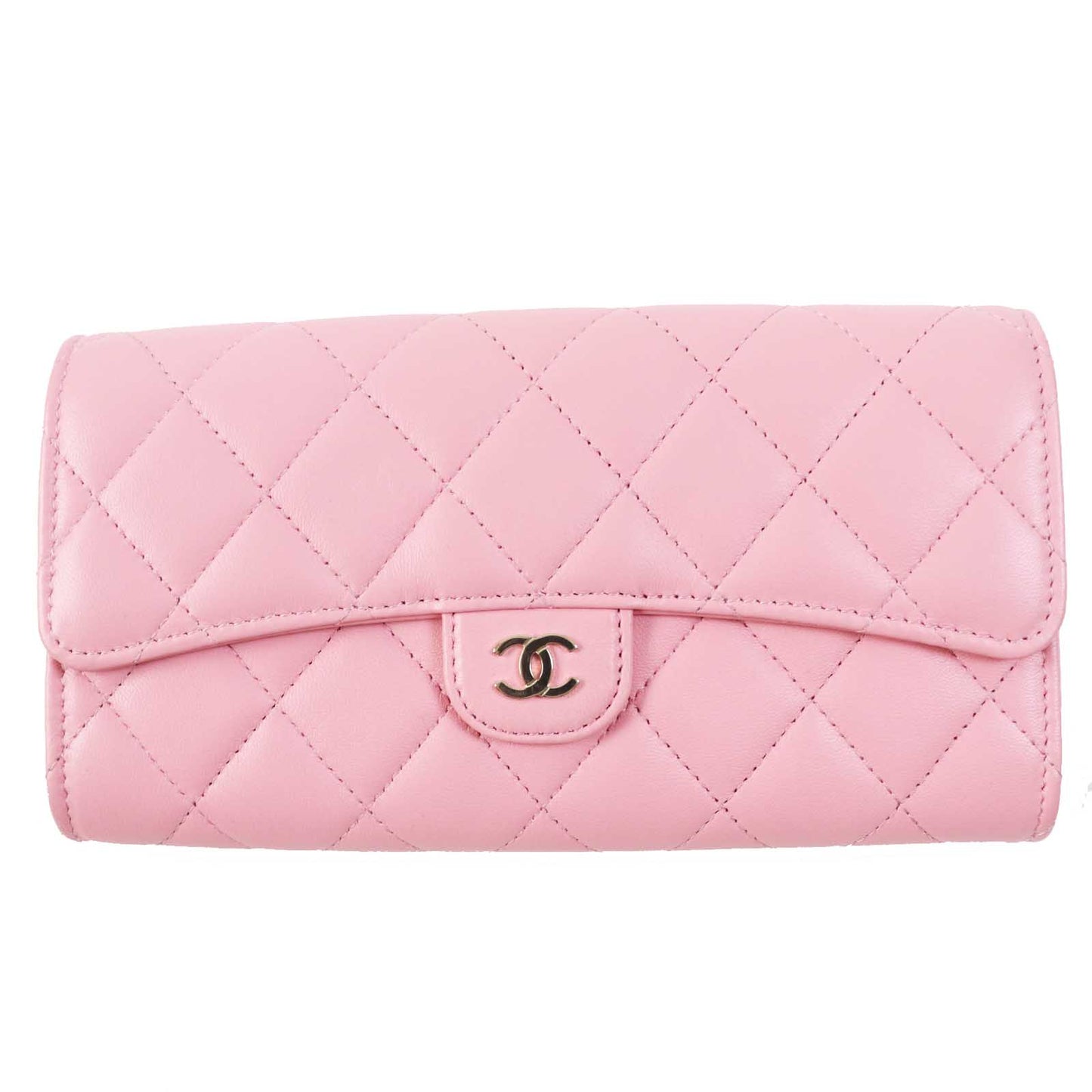 CHANEL Long Wallet Purse C3487T33 AP0241 lambskin pink Matrasse Classic long flap wallet
