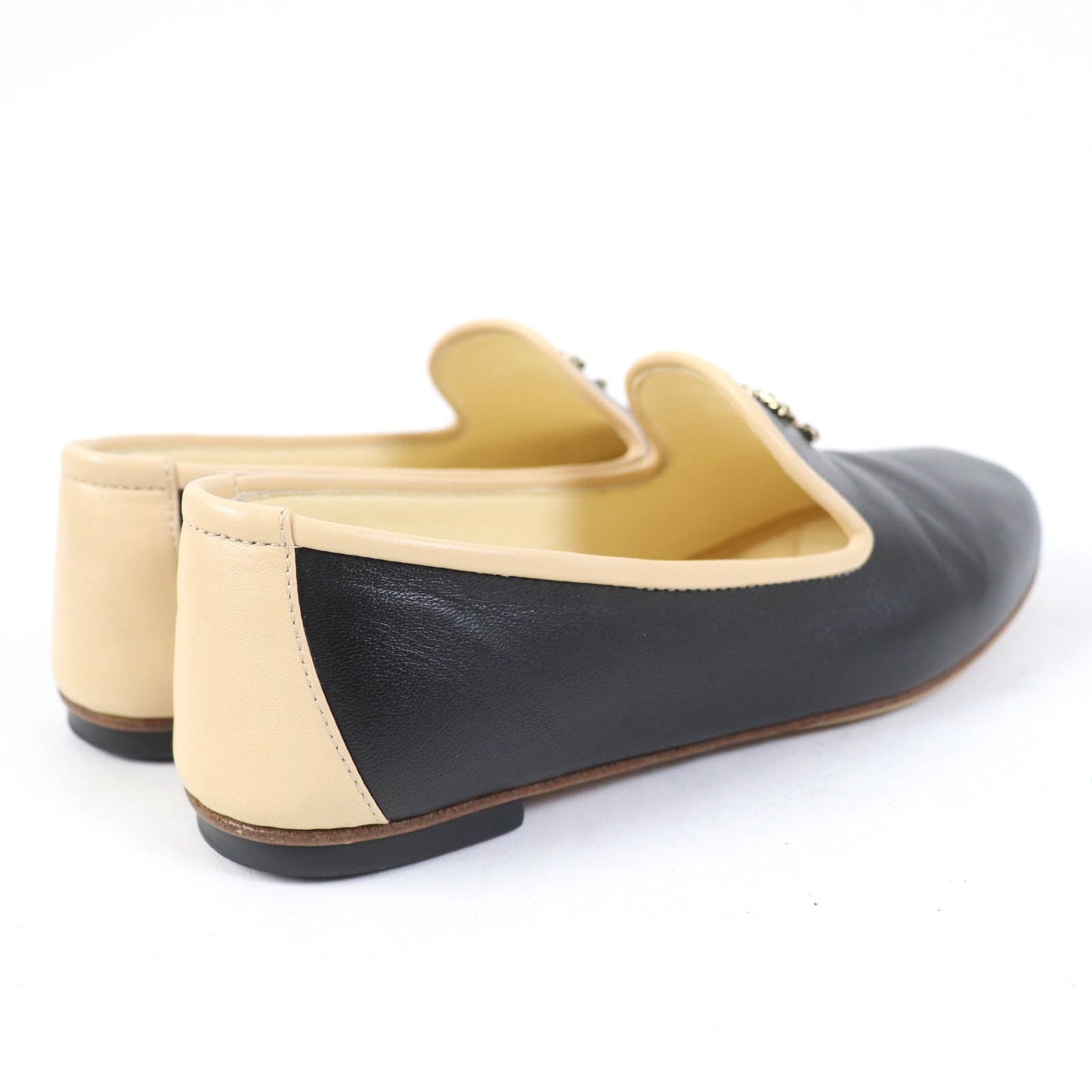 CHANEL Leather shoes 17G G31630 leather Black beige 34 1/2 C