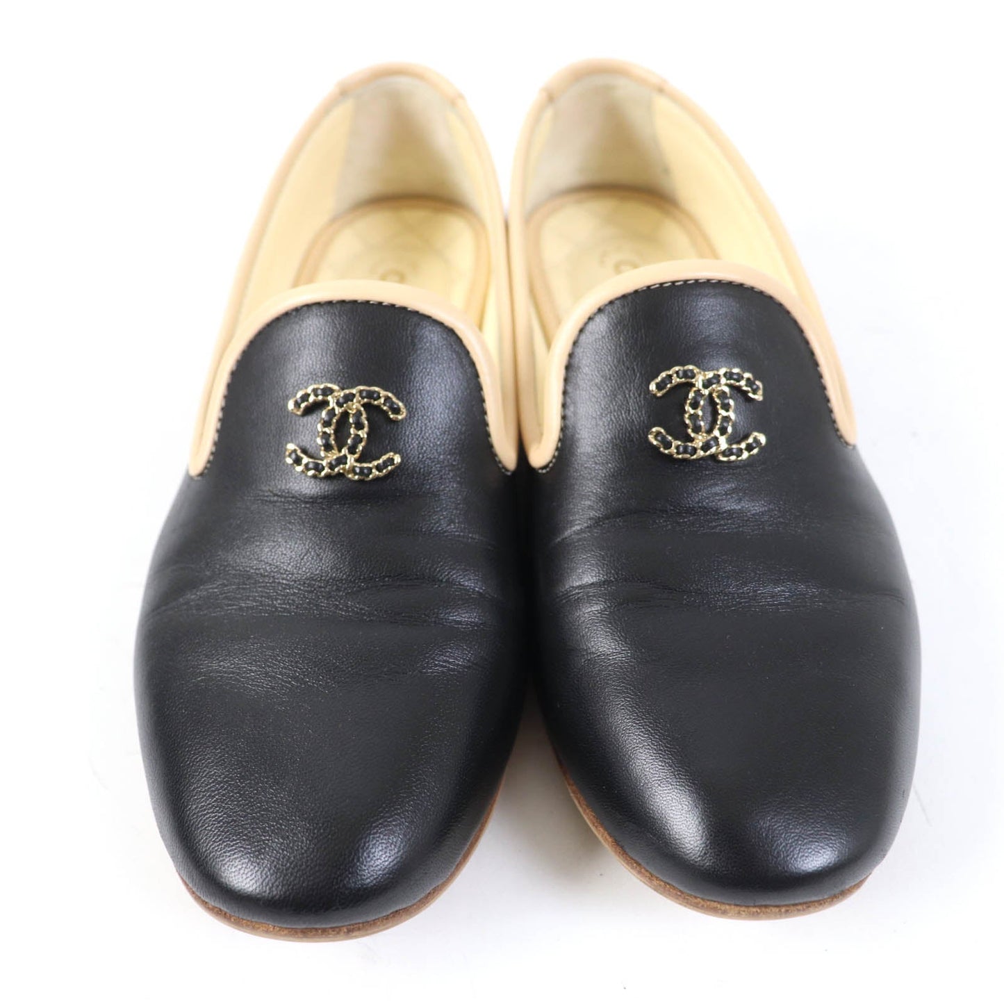 CHANEL Leather shoes 17G G31630 leather Black beige 34 1/2 C