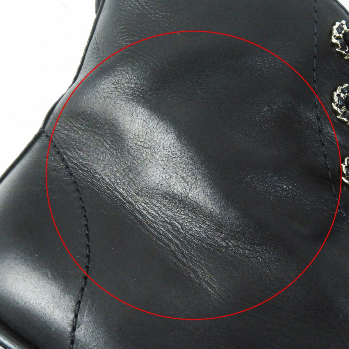 CHANEL short boots G37287 leather black 37 1/2 C