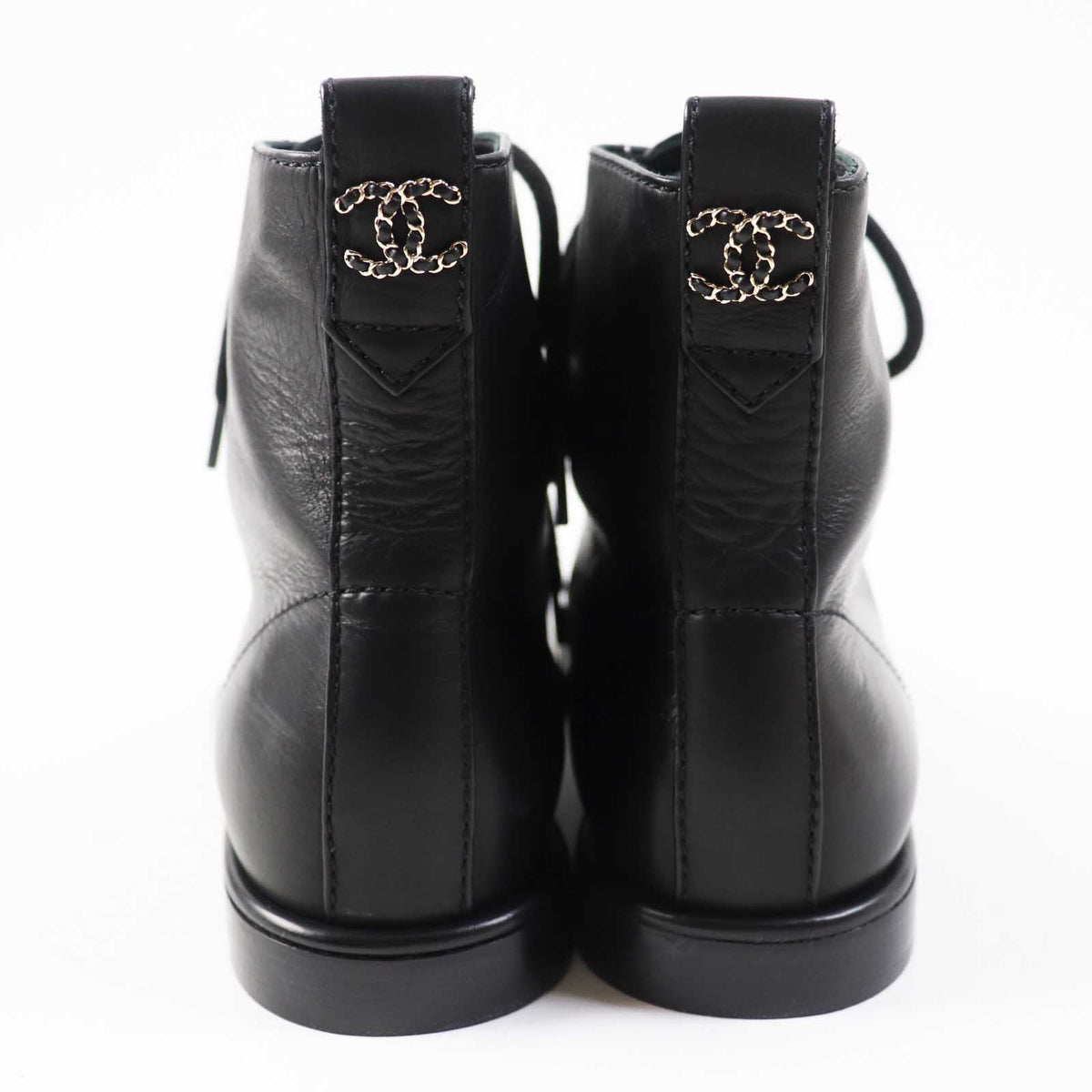 CHANEL short boots G37287 leather black 37 1/2 C
