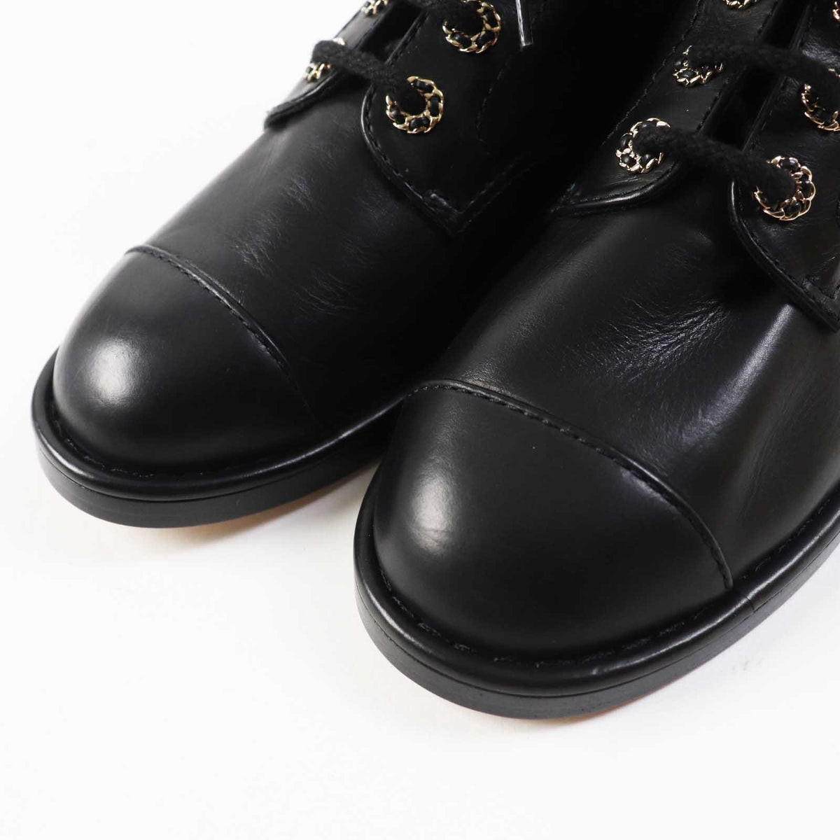 CHANEL short boots G37287 leather black 37 1/2 C