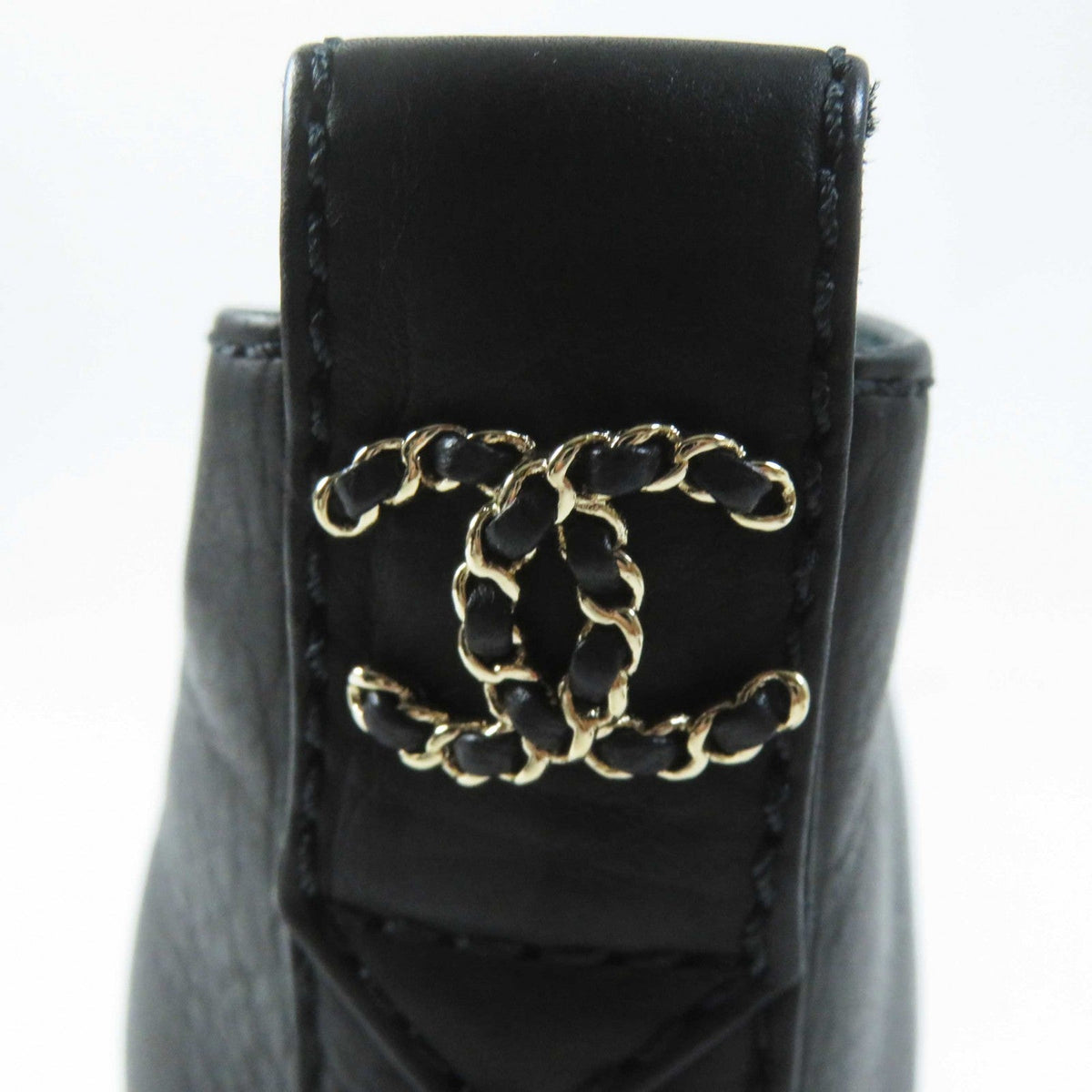 CHANEL short boots G37287 leather black 37 1/2 C