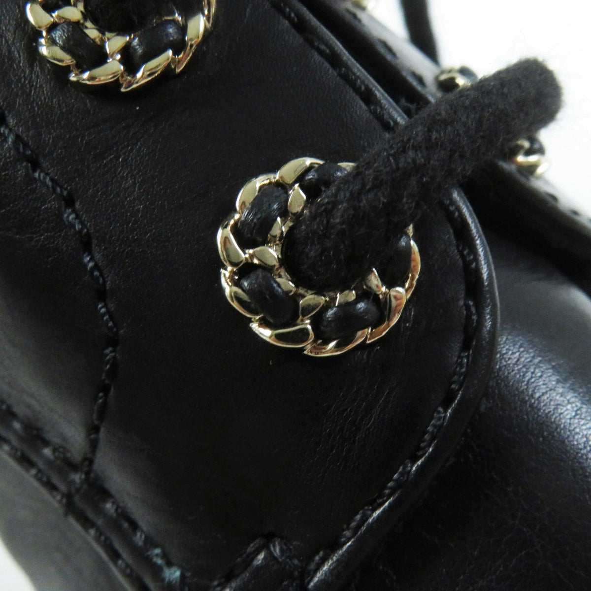 CHANEL short boots G37287 leather black 37 1/2 C