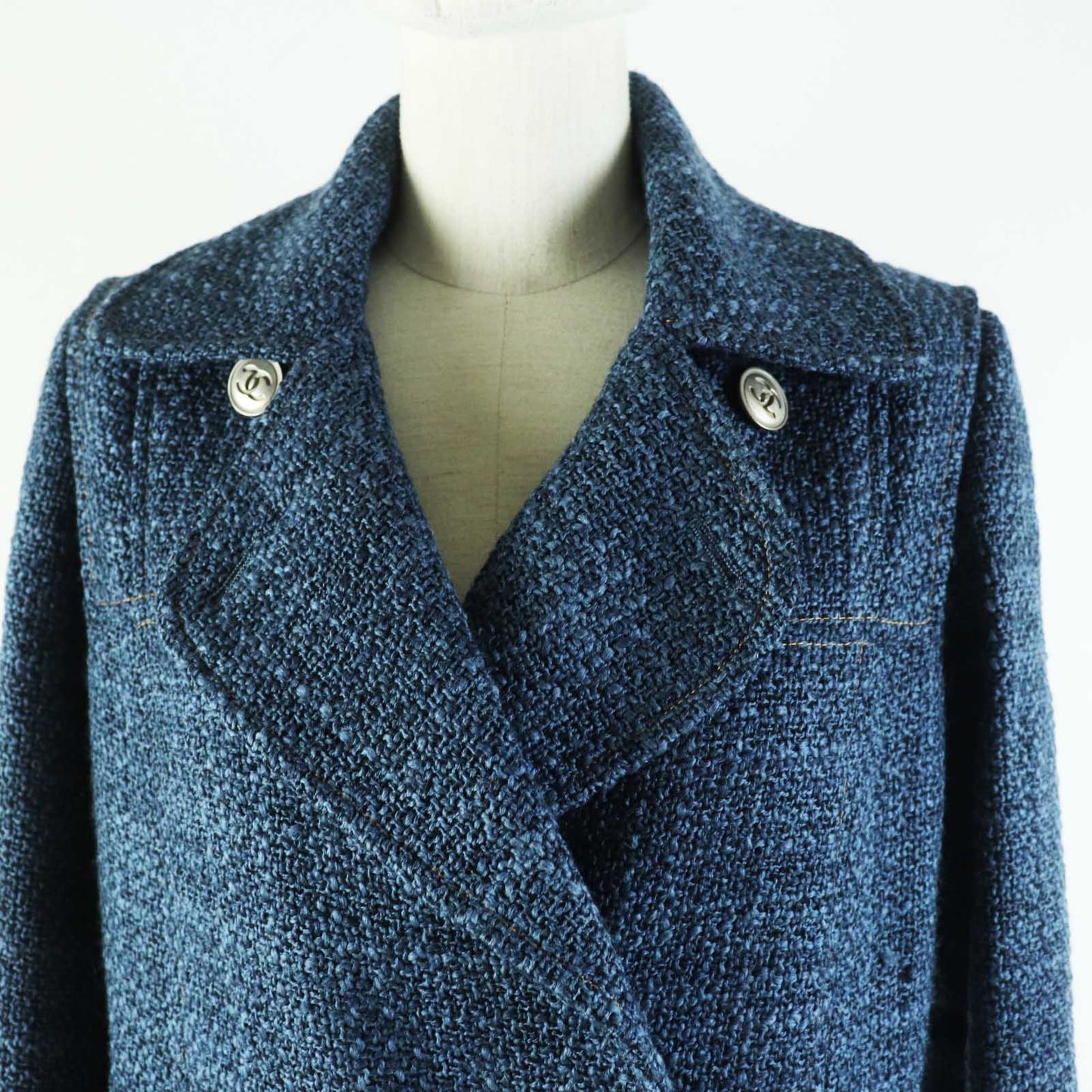 CHANEL coat P39399 wool blue 38