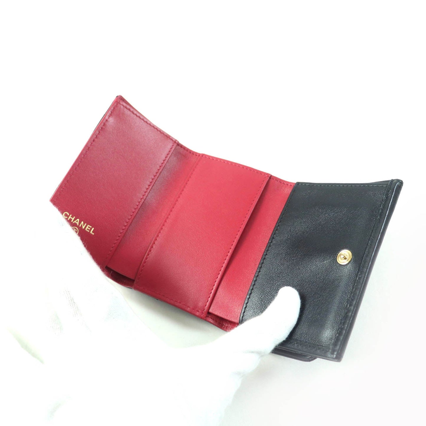 CHANEL Tri-fold wallet AP1789 lambskin black 19 Small flap wallet