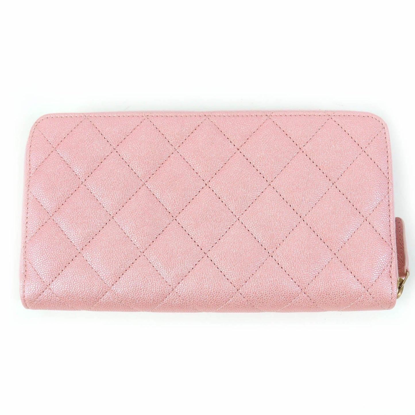 CHANEL Long Wallet Purse AP0242 Caviar skin Metallic pink Classic Long Zip Wallet
