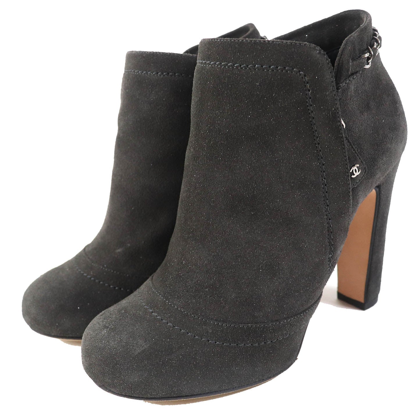 CHANEL Ankle boots G29928 Suede leather Dark gray type 35 1/2