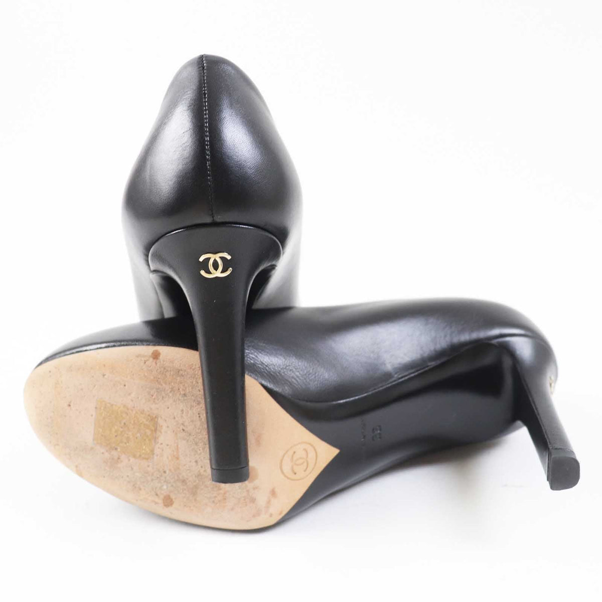 CHANEL pumps G35025 leather black 36