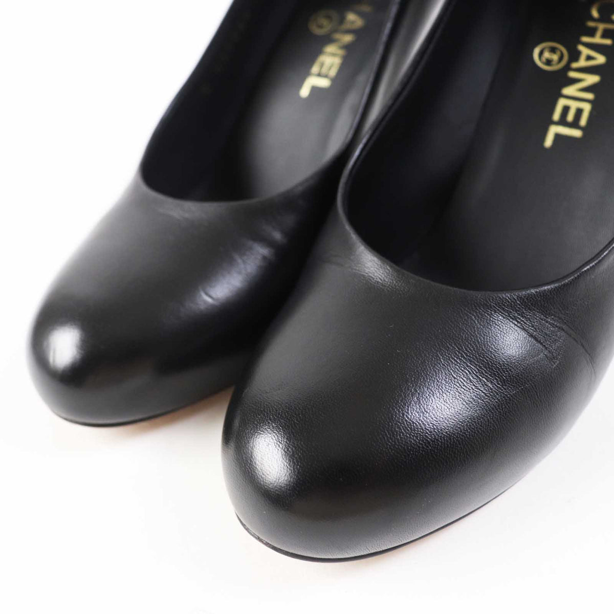 CHANEL pumps G35025 leather black 36