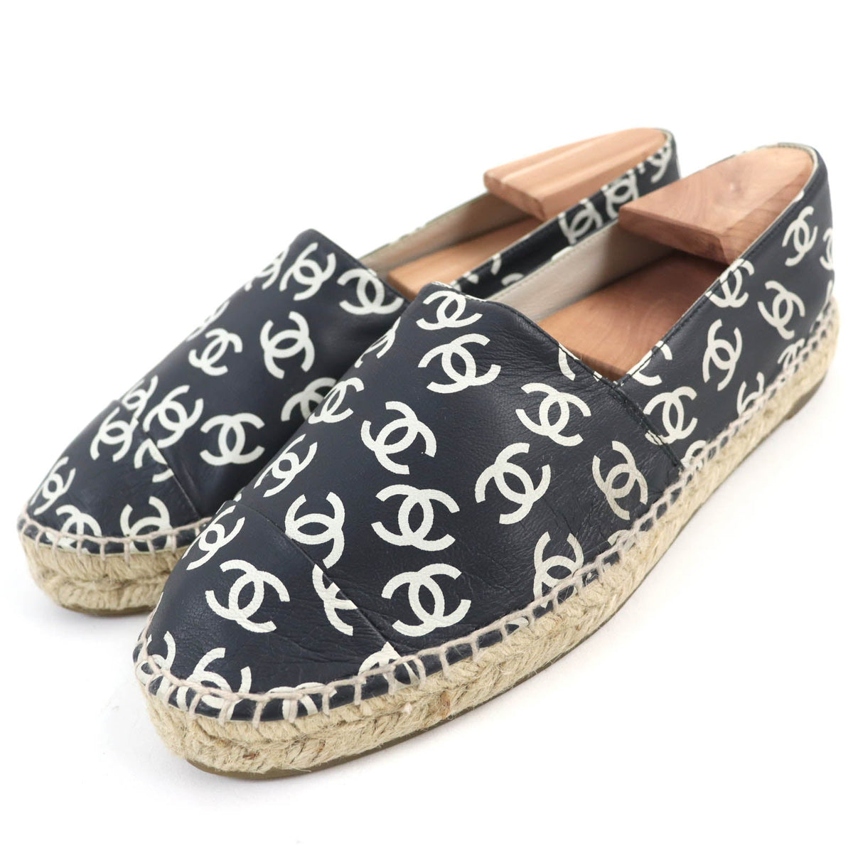 CHANEL Slip-on G29762 leather Black White Natural 39