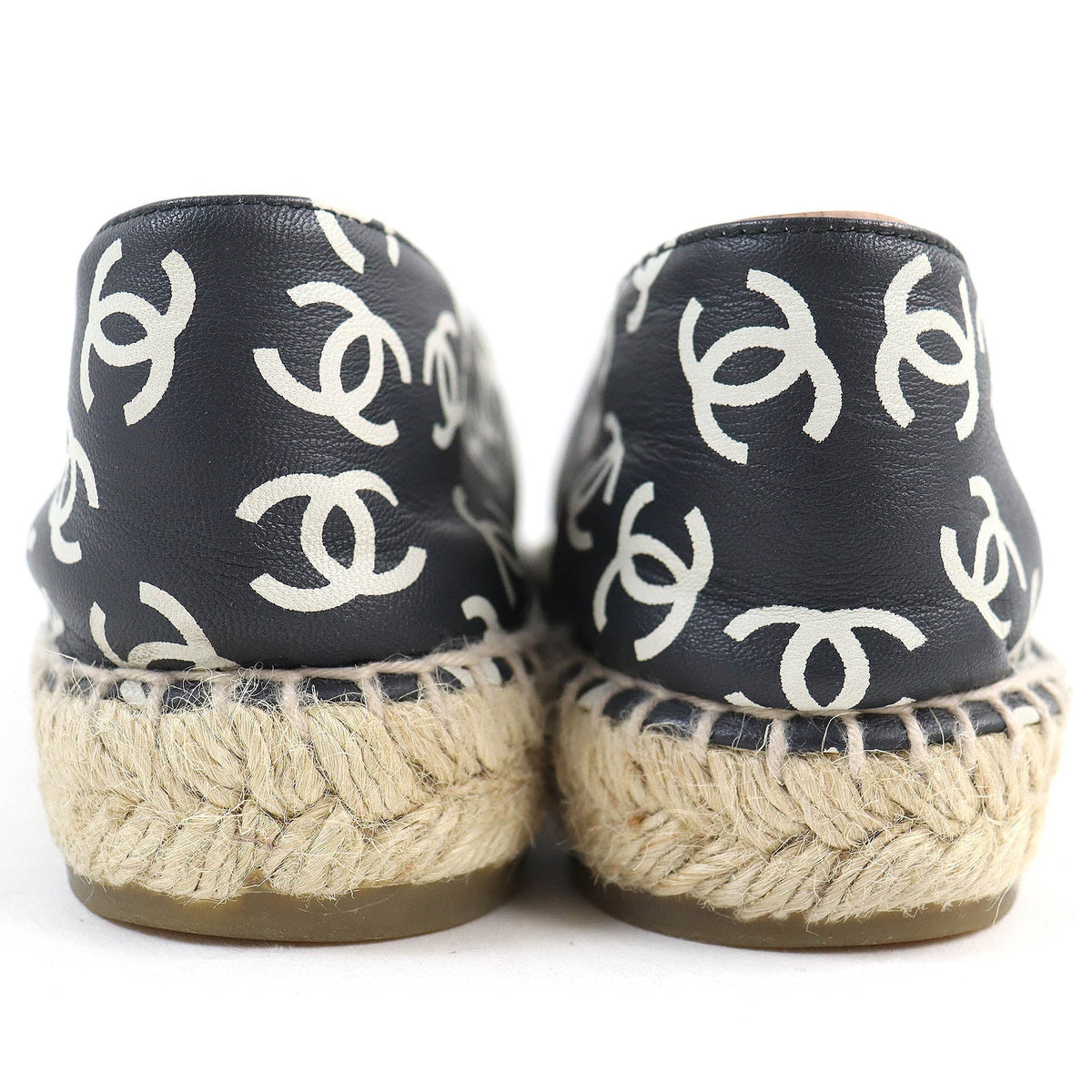 CHANEL Slip-on G29762 leather Black White Natural 39