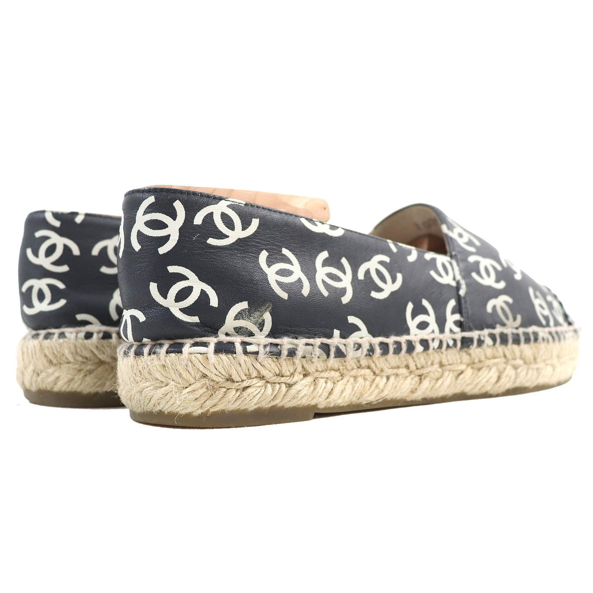 CHANEL Slip-on G29762 leather Black White Natural 39