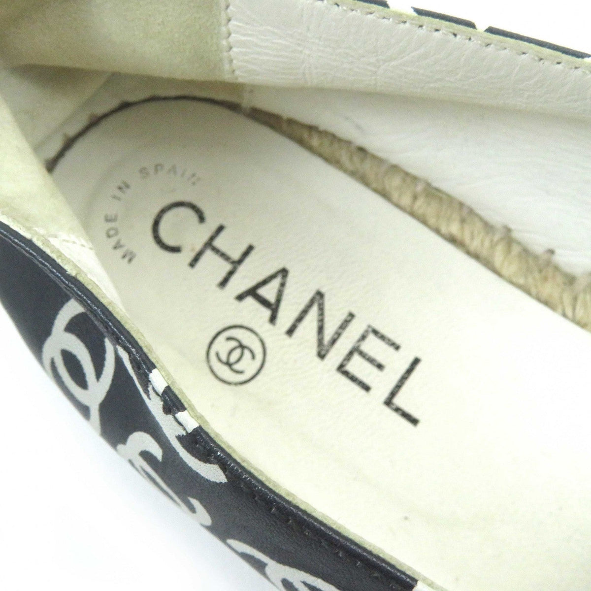 CHANEL Slip-on G29762 leather Black White Natural 39