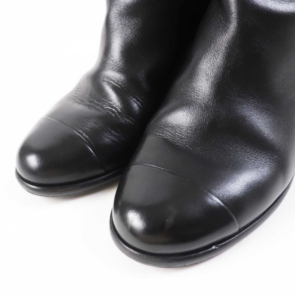CHANEL short boots G36307 leather black 38