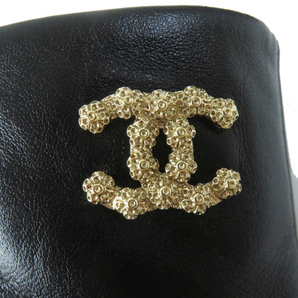 CHANEL short boots G36307 leather black 38