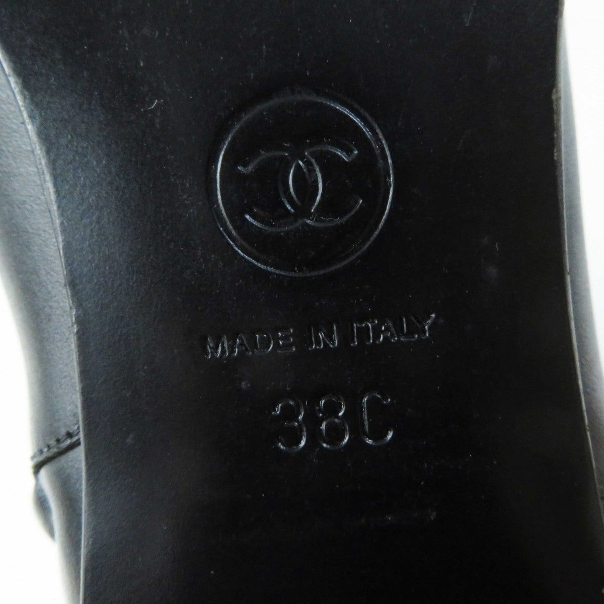 CHANEL short boots G36307 leather black 38