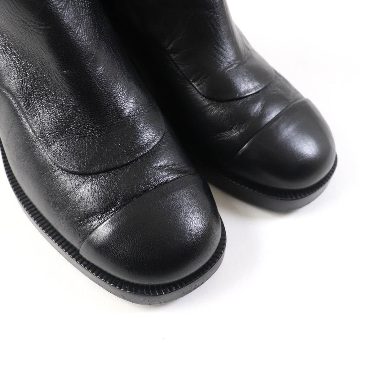 CHANEL short boots G39172 leather black 36.5