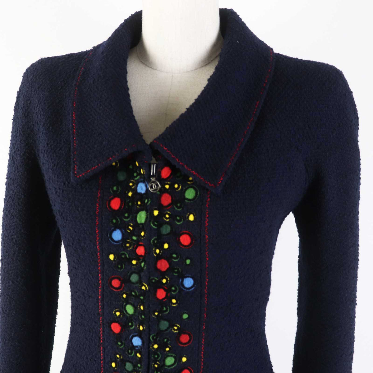 CHANEL setup 97A P09685 wool Navy 36