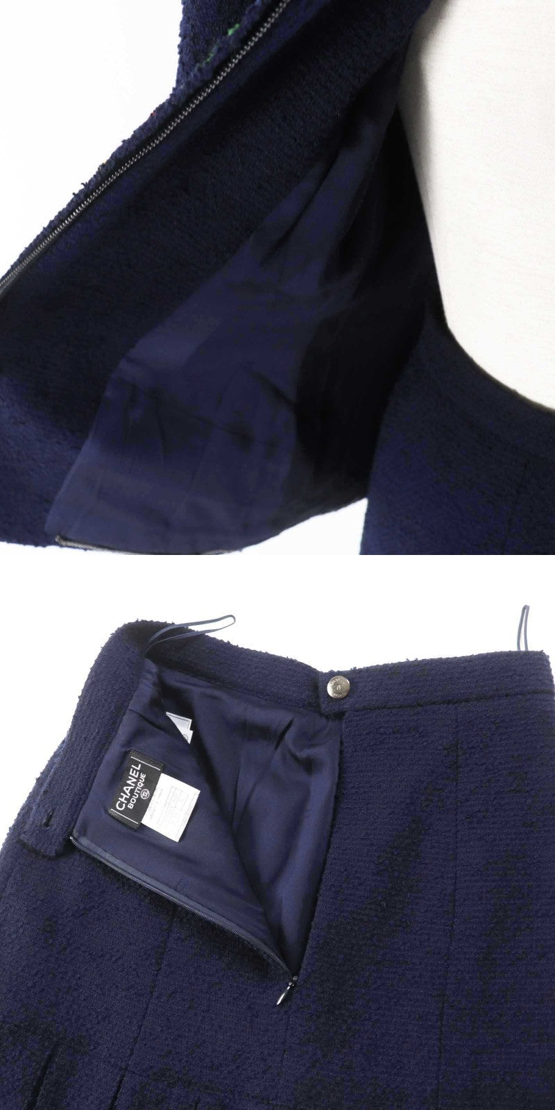 CHANEL setup 97A P09685 wool Navy 36