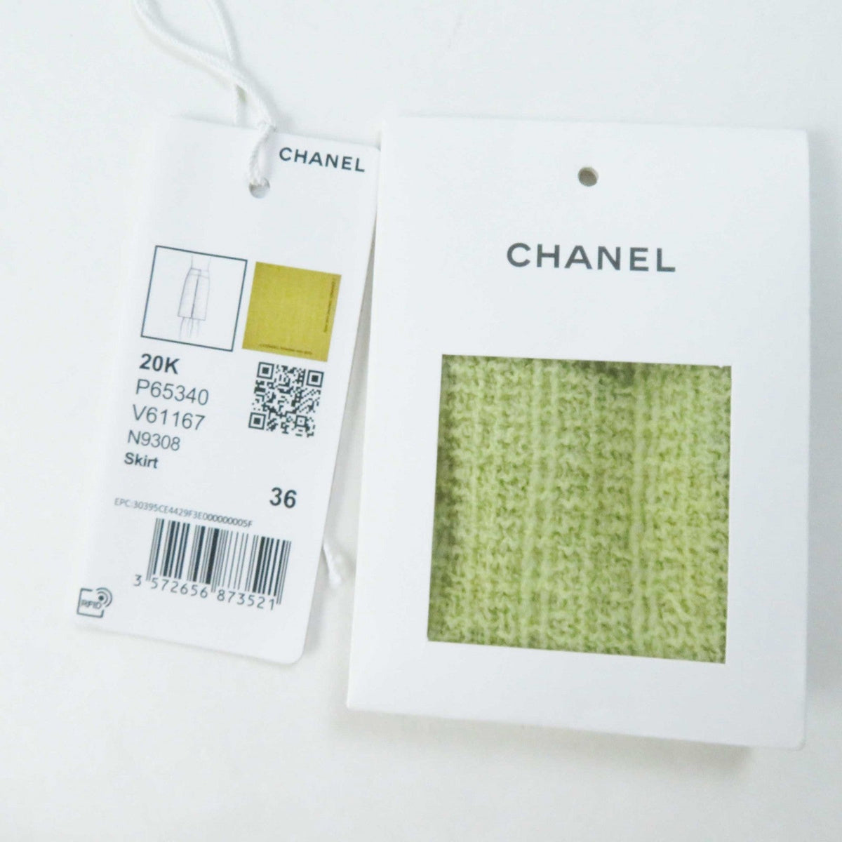 CHANEL Tweed skirt P65340 wool Light green 36