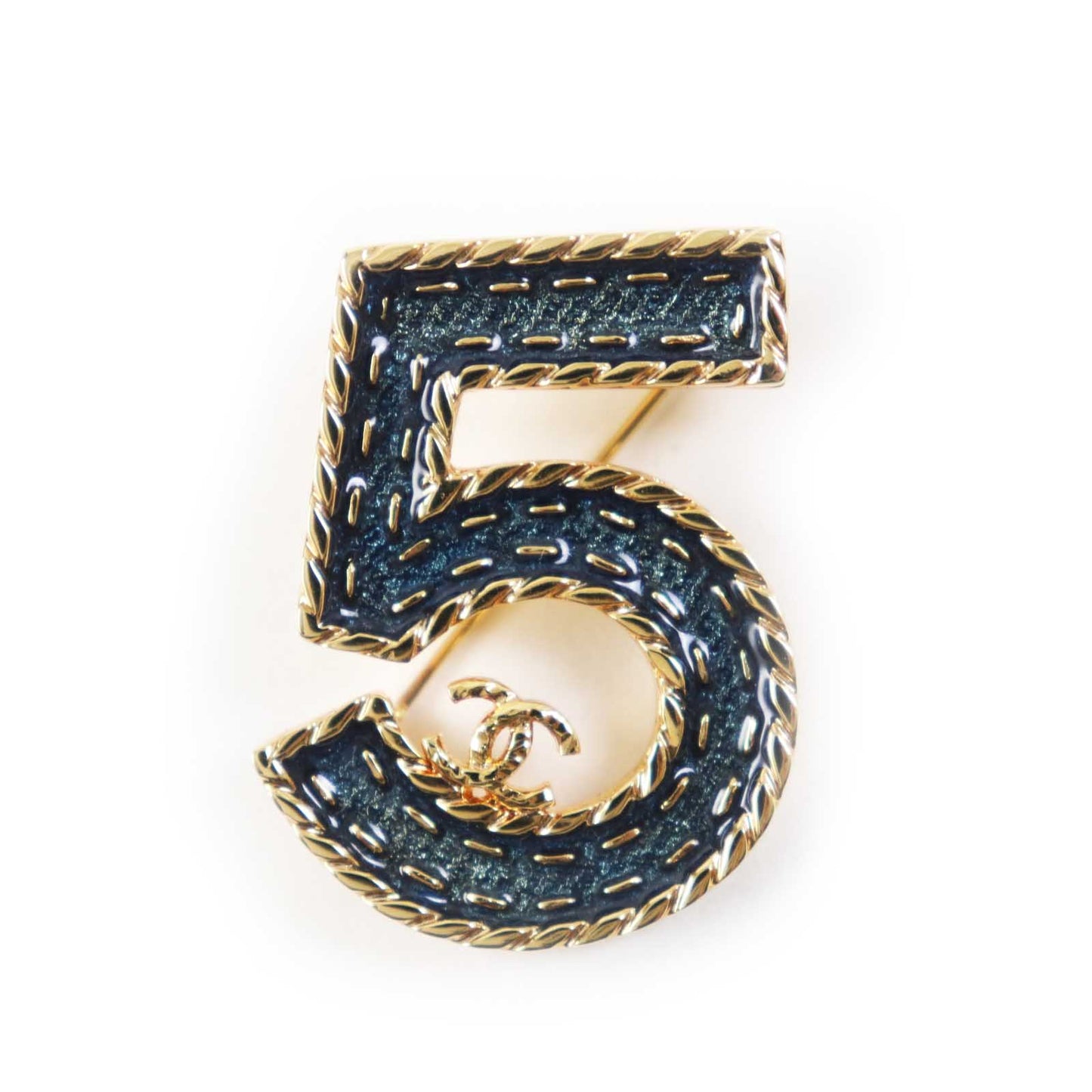 CHANEL Brooch I24P metal Blue gold