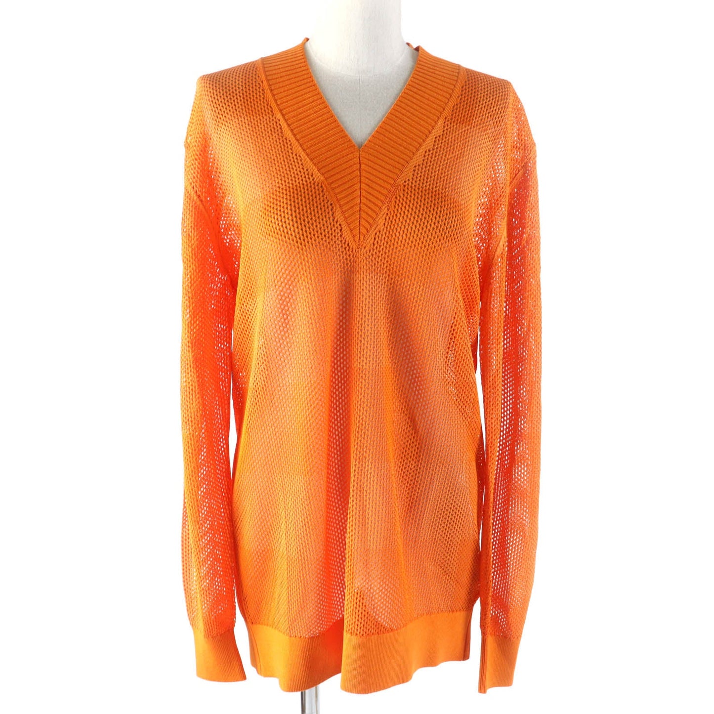 Burberry Nylon Check V-neck Mesh Tunic Orange