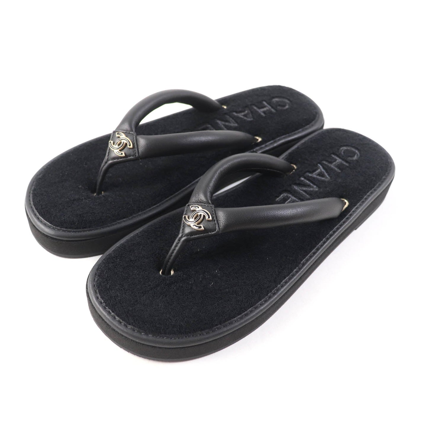 CHANEL Beach sandal G45517 leather black 39
